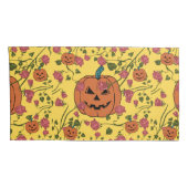 ミキチエスのハロウィーンカボチャ不気味10月秋赤 枕カバー (裏面-右)