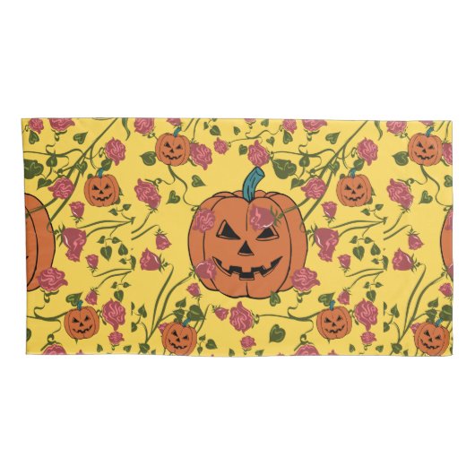 ミキチエスのハロウィーンカボチャ不気味10月秋赤 枕カバー (裏面-右)