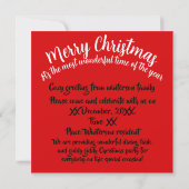 ミキチエスのホリデーシーズンのクリスマス七面鳥ダイニング 招待状 (裏面)