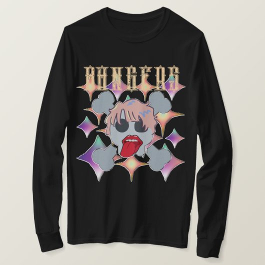 ミキチエスのロックスタースカル赤い誕生日の赤いリップ Tシャツ (デザイン正面)