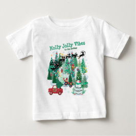 ミキチエスクラシッククリスマスツリーグリーンフォレスト ベビーTシャツ