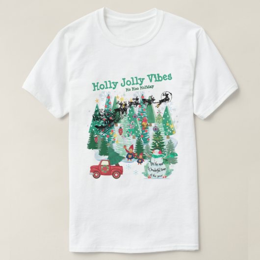 ミキチエスクラシッククリスマスツリーグリーンフォレスト Tシャツ (デザイン正面)