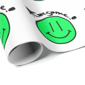 ミキチエススマイリーフェイススクール夏春グリーン ラッピングペーパー (ロールコーナー)