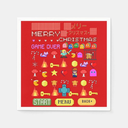 ミキチエス休日のクリスマスのクリスマスビデオゲームクテペンギン スタンダードカクテルナプキン (正面)