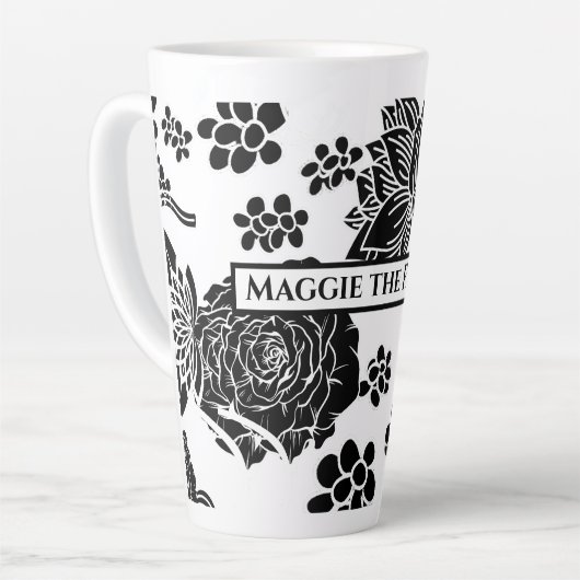 ミキチエス土日自然セルフロベバラ花 カフェラテマグ (左アングル)