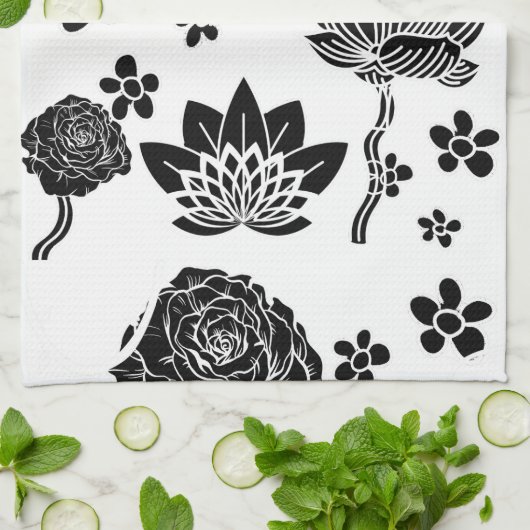 ミキチエス土日自然セルフロベバラ花 キッチンタオル (折り畳み)