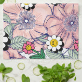 ミキチエス土日自然セルフロベバラ花 キッチンタオル (折り畳み)