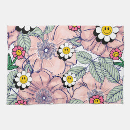 ミキチエス土日自然セルフロベバラ花 キッチンタオル