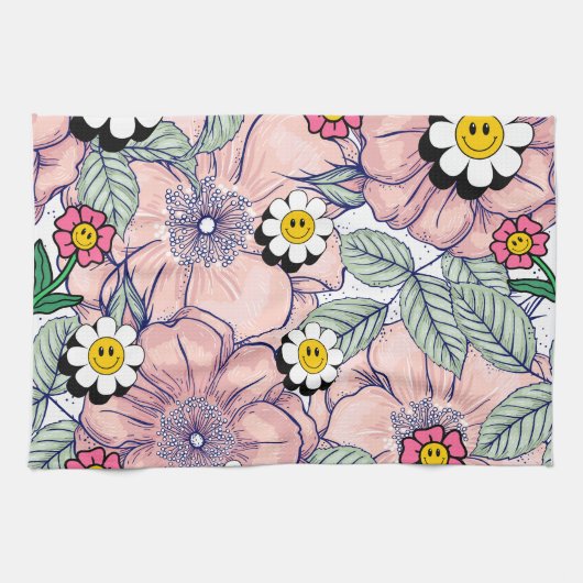 ミキチエス土日自然セルフロベバラ花 キッチンタオル (横)
