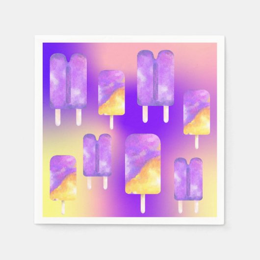 ミキチエス夏のレインボーパープル金ゴールド スタンダードカクテルナプキン (正面)