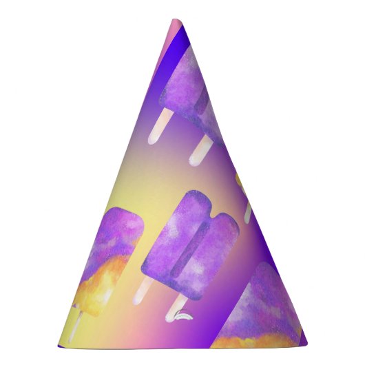 ミキチエス夏のレインボーパープル金ゴールド パーティーハット (右)