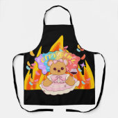 ミキチエス夏テディベア赤ワイン火 エプロン (正面)