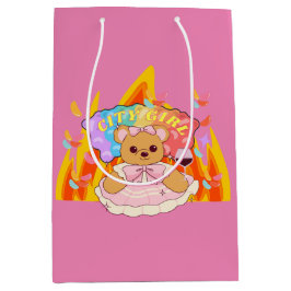 ミキチエス夏テディベア赤ワイン火 ミディアムペーパーバッグ