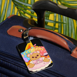 ミキチエス夏テディベア赤ワイン火 ラゲッジタグ