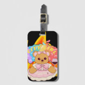 ミキチエス夏テディベア赤ワイン火 ラゲッジタグ (正面縦)