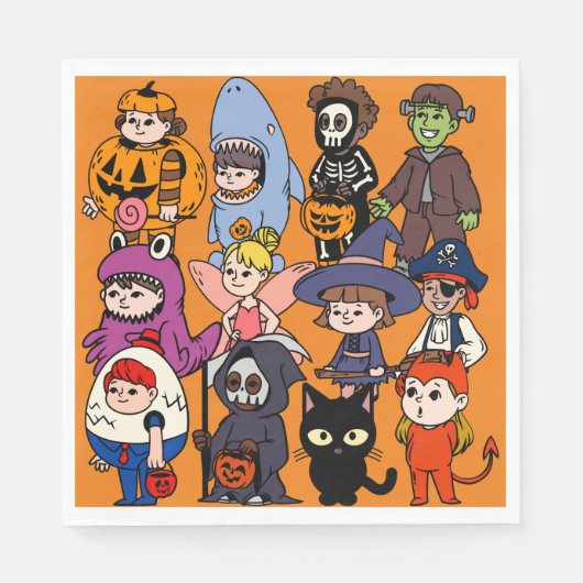 ミキチエス妖精のサメ魔法使いグリムリーパーフランケンシュテイ スタンダードランチョンナプキン (正面)