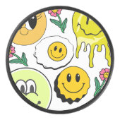 ミキチエス装飾用クッションスマイレーフェイスイエローガーデン アイスホッケーパック (正面)