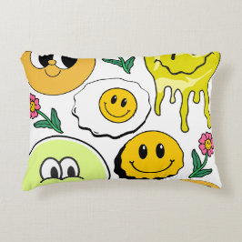 ミキチエス装飾用クッションスマイレーフェイスイエローガーデン アクセントクッション