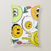 ミキチエス装飾用クッションスマイレーフェイスイエローガーデン アクセントクッション (裏面(縦))