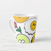 ミキチエス装飾用クッションスマイレーフェイスイエローガーデン カフェラテマグ (左アングル)