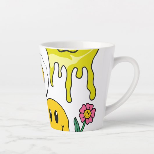 ミキチエス装飾用クッションスマイレーフェイスイエローガーデン カフェラテマグ (右)