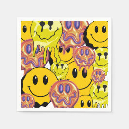 ミキチエス装飾用クッションスマイレーフェイスイエローガーデン スタンダードカクテルナプキン