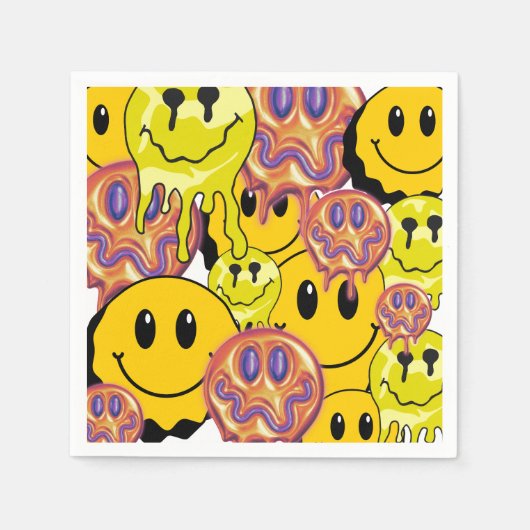 ミキチエス装飾用クッションスマイレーフェイスイエローガーデン スタンダードカクテルナプキン (正面)