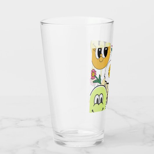 ミキチエス装飾用クッションスマイレーフェイスイエローガーデン タンブラーグラス (右)