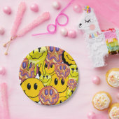 ミキチエス装飾用クッションスマイレーフェイスイエローガーデン ペーパープレート (パーティー)