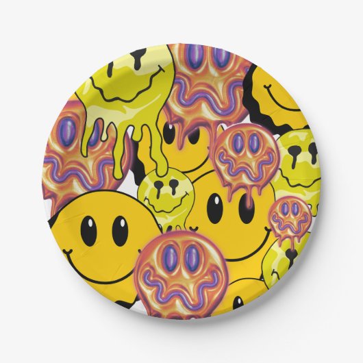 ミキチエス装飾用クッションスマイレーフェイスイエローガーデン ペーパープレート (正面)