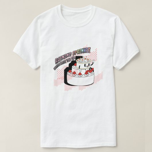 ミキチエス誕生日お祝い季節の散水ケーキ Tシャツ (デザイン正面)