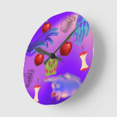 ミキチエス赤スカル毒性リンゴビーガン夏 ラウンド壁時計 (傾斜)