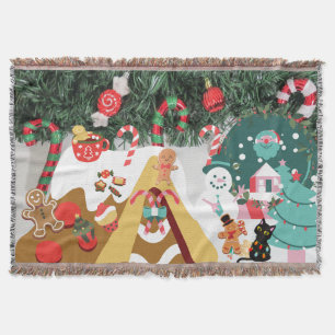 ミキチエス雪だるまヴィンテージホワイトクリスマス小妖精や小人 スローブランケット