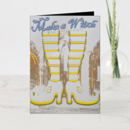 ミキチエス魔女ウィザードハロウィンフルムーン 箔グリーティングカード