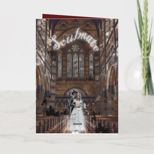 ミキチエス・ゴシックハロウィン結婚のソウルメイトヴィンテージ 箔グリーティングカード (裏面)