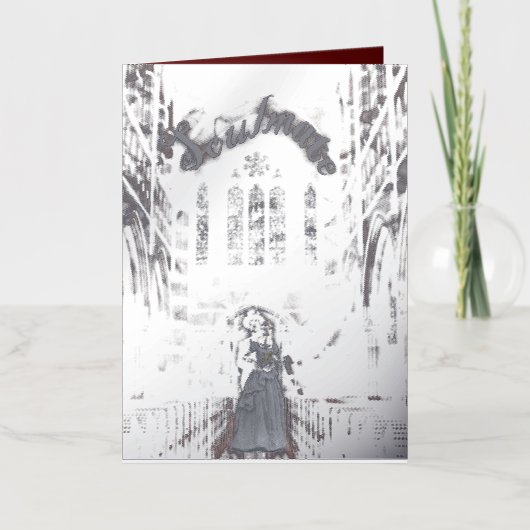 ミキチエス・ゴシックハロウィン結婚のソウルメイトヴィンテージ 箔グリーティングカード (正面)