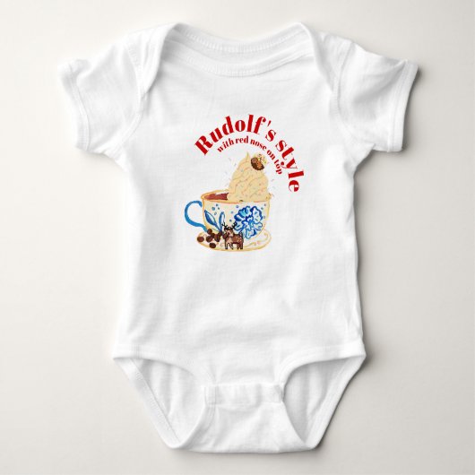 ミキチエス・ルドルフ・レッドノーズ・ラインデス・クリスマス・さくらんぼ ベビーボディスーツ (正面)