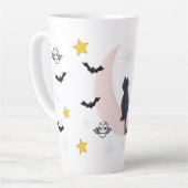 ミキチエズブラック猫こうもりハロウィーン秋冬ムーン カフェラテマグ (左アングル)