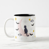 ミキチエズブラック猫こうもりハロウィーン秋冬ムーン ツートーンマグカップ (左)