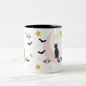 ミキチエズブラック猫こうもりハロウィーン秋冬ムーン ツートーンマグカップ (中央)