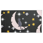 ミキチエズブラック猫こうもりハロウィーン秋冬ムーン 枕カバー (正面左)