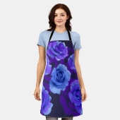 ミキチエズブルーバラ花バレンタインファンタジー岩 エプロン (着用した状態)