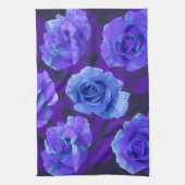 ミキチエズブルーバラ花バレンタインファンタジー岩 キッチンタオル (縦)