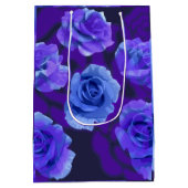 ミキチエズブルーバラ花バレンタインファンタジー岩 ミディアムペーパーバッグ (裏面)