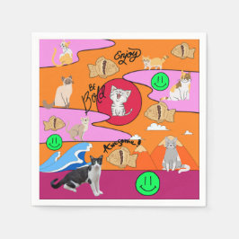 ミキチエズミオサマーキャットパーティービーチ スタンダードカクテルナプキン