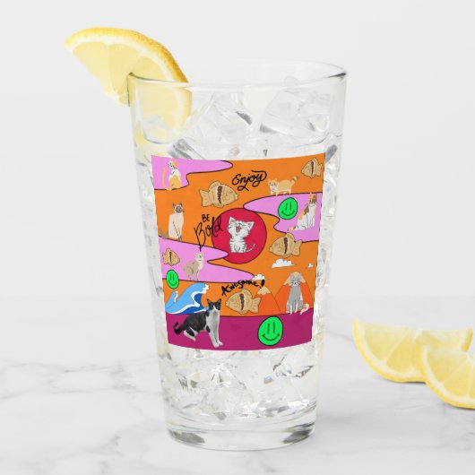 ミキチエズミオサマーキャットパーティービーチ タンブラーグラス (アイス正面)