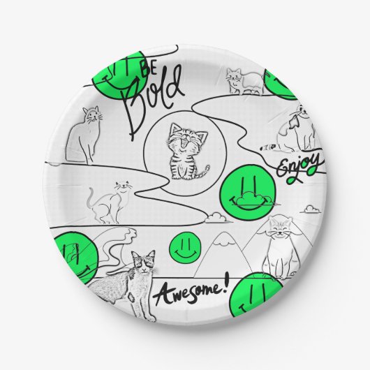 ミキチエズミオサマーキャットパーティービーチ ペーパープレート (正面)