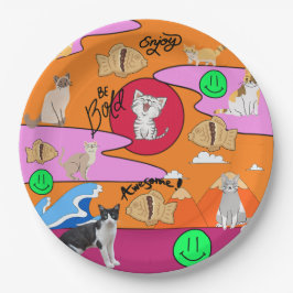 ミキチエズミオサマーキャットパーティービーチ ペーパープレート