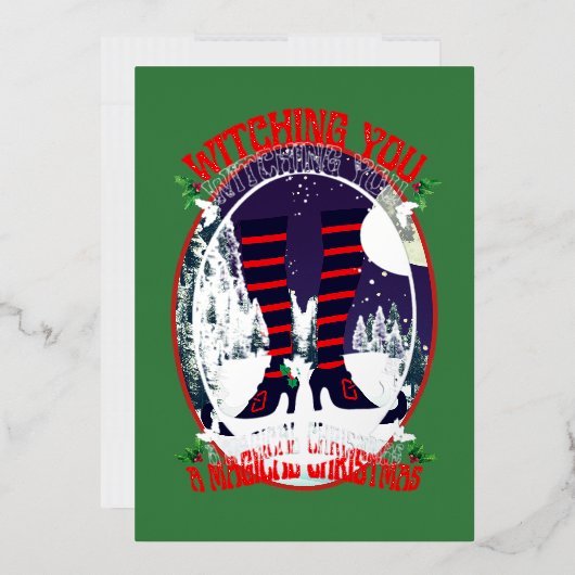 ミキティエス魔女の魔法の聖なるクリスマスの夜サンタ 箔シーズンカード (封筒)