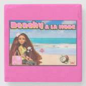 ミキティエズタイランドココナッツビーチロータスピンクホワイト ストーンコースター (正面)